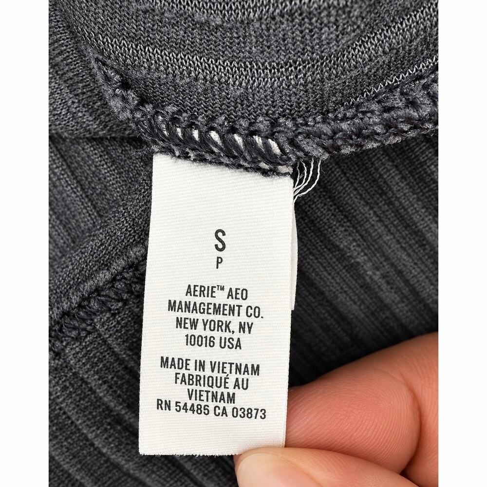 Aerie Y2K Velour Hoodie Small Charcoal Ribbed Oversized Cozy Lounge - Picture 7 of 9